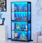 Led Curio Display Storage Cabinet 4 Tier Collectible Glass Standing Shelf Rack
