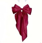 Wine Magenta Satin Stylish Bow Big Ribbon Hair Clip Tie All Hair Types Non Slip