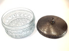 Vintage Ornate Glass Powder Vanity With Floral Metal Metal Lid