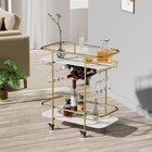 Gold Bar Cart On Wheels  Home Bar Serving Carts  Modern Marbled Pattern Wine    
