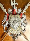 La Balestra Italy Wall Plaque     Heraldic Coat Of Arms     Medieval Lions   Halberd