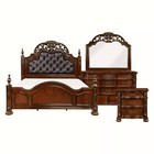 New 4pc Old-world King Queen Poster Bedroom Set Cherry Brown Traditional B d m n