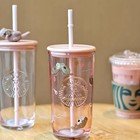 Starbucks 2025 China Valentine s Day Pink Otter Glass Straw Cup 16oz 473ml Gifts