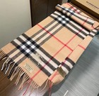 Burberry Classic Beige Checkered100  Cashmere Scarf With Embroidered Logo