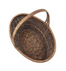 Antique Vintage French Market Gathering Basket Hand Woven Top Handle