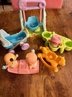 Fisher-price Little People Baby Playset Lot W  2 Figures  Stroller  Swing   Acc