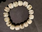 Excellent Pure Chinese Old Natural Hetian White Jade 13x12mm Beads Bracelet     