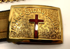 Antique Masonic Knights Templar Ceremonial Sword Belt  Gold Buckle And Chains