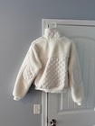 Alo Yoga White Sherpa Bomber Fleece Cropped Jacket - Size L