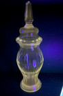 French Apothecary Jar Thick Cut Glass Spiked Stopper Lid  Container  1 Foot Tall