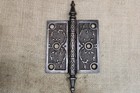 2 Old Door Hinges 3 1 2 X 3 1 2  Antique Steeple Top Vintage Clean Iron Vines