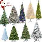 Artificial Christmas Tree Xmas Led Lights Metal Stand Prelit 4ft 5ft 6ft 7ft Us