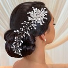 Bridal Hair Comb Crystal Flower Vine Wedding Hair Pieces Rhinestones Pearl We   