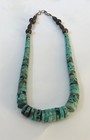 Vtg Native American Sliced Turquoise Beads W hand-made Sterling Beads Necklace