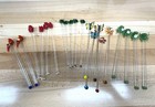 Vintage Lot Of 20 Swizzle Sticks Glass Drink Stirrers Bar Ware Frogs Flowers