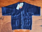 Snowflakes 100  Lambswool Cardigan Sweater Button Up Pockets Blue Knit Nwt Sz 6 