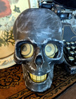 Paper Mache Style Skull Black Skeleton Lantern Head Halloween 8 