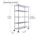 48 x18 x72  Prime Heavy Duty Chrome 5-tier Wire Shelving Nsf 4000 Lbs Capacity