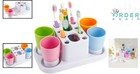 Toothbrush Holder Organizer Stand Plastic Family Bathroom Storage Green Blue    