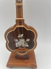 Vintage Asian Miniature String Instrument With Stand Inlay Floral Design