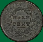 1828 13 Stars Classic Head Half Cent Almost Uncirculated Au Coin  46456