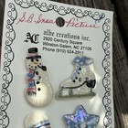 Vtg 1988 Christmas Buttons Albe Creations Ceramic Handcrafted Painted Snowman