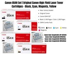 Canon 054h Oem Toner 4 Colour Set  black  Cyan  Magenta  Yellow 