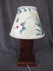Vintage Hawaiian Koa Wood Hand Carved Lamp With Barkcloth Shade Dl