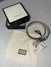 Gucci Gg Supreme Logo Beige White Fashion Belt Buckle Adjustable Women 90