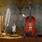 Miniature Violin Model With Stand Case - Wooden Mini Musical Instrument Home    