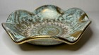 Vintage Mid-century Modern Stangl Pottery  Candy Dish  Turquoise And Gold Finish