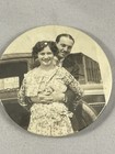 2 Vintage Antique Celluloid Portrait Husband   Wife Pocket Purse Mirror Compact