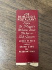 Joe Dimaggio     Matchbook Cover -groto Restaurant san Francisco   Bonus Card 