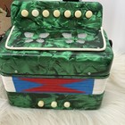 Very Rare Green Vintage Small Toy Accordion - New Condition Original With Box