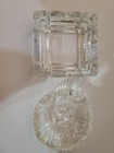 Vintage Art Deco Square Cut Heavy Crystal Clear Cut Glass 4 Inch Ashtray 