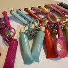 Vintage 80s Plastic Clip On Bell Charm Necklace12 Charms Assorted Made Taiwan