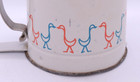 Vintage Androck Flour Sifter Metal Bird Goose Duck Spring Handle Enamel Farmhous