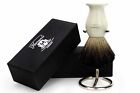 100  Black Badger Hair Men s Shaving Brush In Ivory Color Handle   Steel Stand