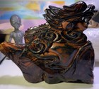 Chinese Handmade Dragon Figurine Brown Carved Mythological Statue