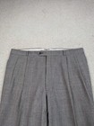 Wool Flannel Pants Mens 40x27 Gray Plaid Tan Glen Check Vintage Pleated Straight