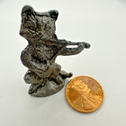 Vintage Pewter Small Cat With Fiddle  Violin Miniature Figurine