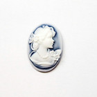 8 Vintage White blue 25x18mm Lovely Woman Pearls Corsage Resin Cameos Cabochons