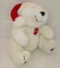 Plush Coca Cola Christmas Stuffed Animal White Polar Bear 10in With Hat Vtg 1996