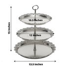 Silver 15  Plastic 3 Tier Metallic Round Cupcake Display Tower Lace Cut Rim