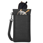 Double Eyeglasses Pouch Soft Glasses Case Portable Sunglass Pouch Carrying Strap