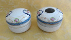 Antique Nippon Porcelain Hair Receiver Powder Box Vanity Set Pink Roses