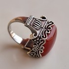 Ancient Victorian Ring Sterling Silver Engraved Red Carnelian Stone Size 7 5