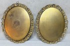 Vtg Ornate Filigree Frame Oval Metal Wall Art Copper Gold Brass Tone Finish 2 Pc