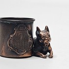 Vintage Copper French Bulldog Utah Mormon Temple Souvenir Toothpick Holder 