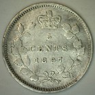 1897 Canada Silver 5 Cents Coin Circulated 5c Victoria Canadian Five Cents
